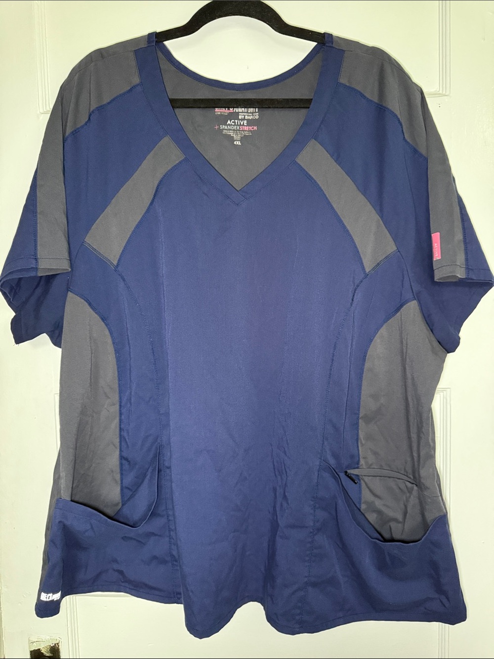 Greys Anatomy Barco Uniforms Men’s V-Neck Scrub Top - Navy & Gray Size 4XL